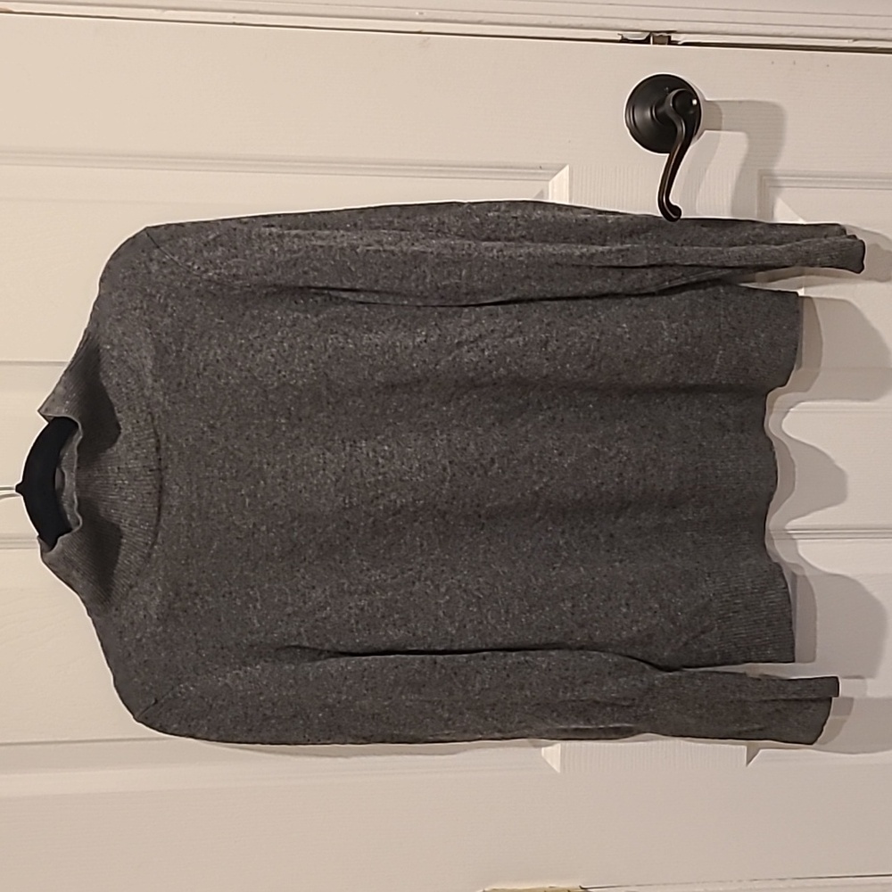 Gray Cashmere Mock Neck Turtleneck Sweater